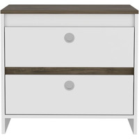 Nightstand 22  H, 2 Drawers, Superior Top, Metal Handle, White/Dark Brown