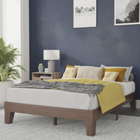 Flash Furniture Evelyn Wooden Platform Bed - Walnut Finish - Full - Wooden Slat Support - No Box Spring Required - Easy Assembly