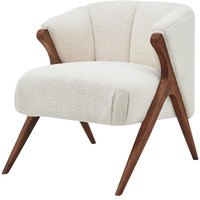 npd furniture and more Florence Faux Shearling Fabric Bron Legs Accent Chair, Beige