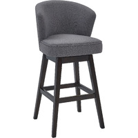 HomeRoots Gray Wood, Foam, Fabric, Metal Turnplate/Kickplate 26  Grey Espresso Wood Fabric Swivel Bar Stool