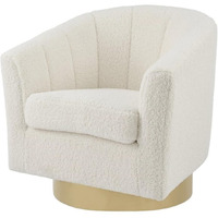 npd furniture and more Natasha Faux Fabric /Gold Metal Sivel Arm, Shearling Beige Accent Chair