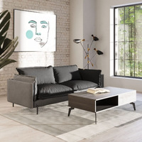 HomeRoots Grey, Dark Grey Modern 87  Two Tone Grey Sofa with Reversible Cushions