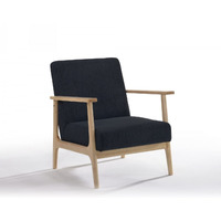 HomeRoots 31  Black and Natural Oak Low Seat Modern Armchair