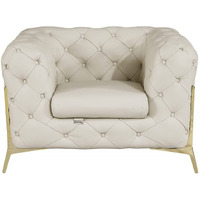 HomeRoots Glam Beige and Gold Tufted Leather Armchair