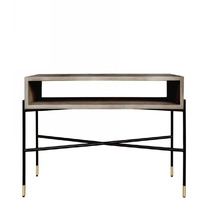 HomeRoots Grey, Black Industrial 45  Concrete and Metal Console Console Table