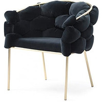 HomeRoots Black Geo Velvet and Brushed Brass Velvet Dining Chair