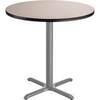 National Public Seating NPS 36  Round Cafe Table with X Base, 36  Height, Particleboard Core/T-Mold, Grey Nebula Top, Grey Frame