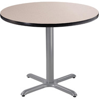 National Public Seating NPS 36  Round Cafe Table with X Base, 30  Height, Particleboard Core/T-Mold, Grey Nebula Top, Grey Frame