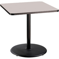 National Public Seating NPS 36  Square Cafe Table ith Round Base, 36  Height, Particleboard Core/T-Mold, Grey Nebula Top, Black Frame