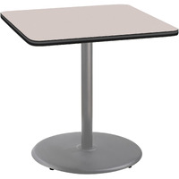 National Public Seating NPS 36  Square Cafe Table with Round Base, 36  Height, Particleboard Core/T-Mold, Grey Nebula Top, Grey Frame