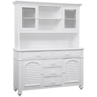 American Woodcrafters Cottage Traditions Eggshell White Wood Farmhouse Server and Hutch