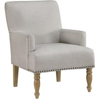 Comfort Pointe Anna Polyester Fabric Arm Chair with Turned Leg in Beige