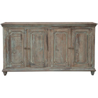 HomeRoots 527092 71 in. Solid & Manufactured Wood Distressed Credenza Green