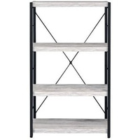 HomeRoots 486309 43 in. Metal Four Tier Etagere Bookcase Antiqued White