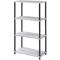 HomeRoots 486301 44 in. Antiqued White Metal Four Tier Etagere Bookcase