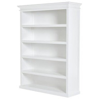 HomeRoots 523196 77 in. Solid Wood Five Tier Standard Bookcase Antiqued White