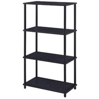 HomeRoots 486302 44 in. Black Metal Four Tier Etagere Bookcase