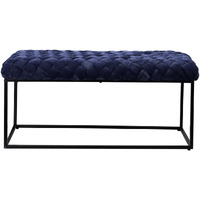 HomeRoots 490884 18.1 x 17.3 x 39.4 in. Navy Blue & Black Upholstered Upholstery Entryway Bench