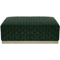 HomeRoots 490965 17.3 x 17.3 x 39.7 in. Hunter Green & Gold Upholstered Upholstery Bedroom Bench