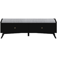 HomeRoots 523986 59 in. Upholstered Polyester Blend Solid Wood Bench with Drawers Gray & Black