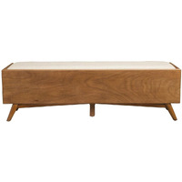 HomeRoots 524066 59 in. Beige & Brown Upholstered Polyester Blend Solid Wood Bench with Drawers