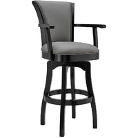 HomeRoots 477050 45 in. Gray Faux Leather & Iron Swivel Bar Height Chair