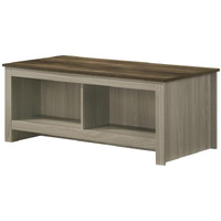 LILOLA LIVING Nyla 43  W Gray Oak Coffee Table with Open Shelves Front and Back