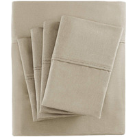 Madison Park 800 Thread Count Luxurious Wrinkle Free Breathable Cotton Rich Sateen 6 Piece Sheet Set, Queen Size, Khaki