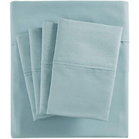 Madison Park - MPH20-0013 800 Thread Count Luxurious Wrinkle Free Breathable Cotton Rich Sateen 6 Piece Sheet Set, Queen Size, Aqua