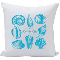 Creative Gifts International PILLOW 16X16 SEA SHELLS BEACH LIFE