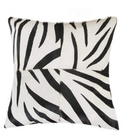 HomeRoots Kitchen Modern Decorative Quattro Pillow - 18  x 18  x 5 , Zebra Black On White