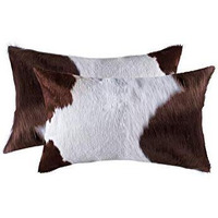 HomeRoots White & Brown Cowhide, Microsuede, Polyfill 12  x 20  x 5  White and Brown, Cowhide - Pillow 2-Pack