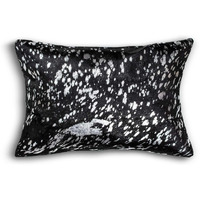 HomeRoots Decor 12  X 20  X 5  Black and Silver Cowhide Pillow