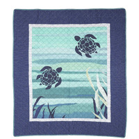 Donna Sharp Throw Blanket - Summer Surf Cotton Coastal Decorative Throw Blanket with Sea Turle Pattern