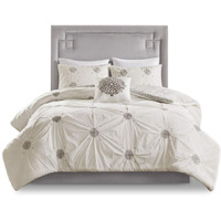 Madison Park Malia 100% Cotton Duvet Cover Set W/ Over All Embroidery