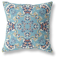 Amrita Sen Earth and Heaven Suede Blown and Closed Pillow w/Insert in Gray and Blue