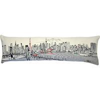 HomeRoots Cream 45  White Tokyo Daylight Skyline Lumbar Decorative Pillow