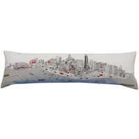 HomeRoots Cream 45  White Chicago Daylight Skyline Lumbar Decorative Pillow