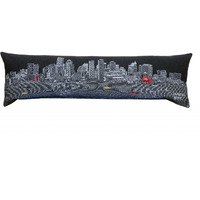 HomeRoots Grey 45  Black Boston Nighttime Skyline Lumbar Decorative Pillow