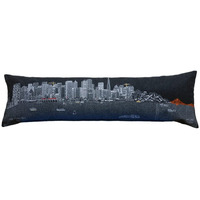 HomeRoots Grey 45  Black San Francisco Nighttime Skyline Lumbar Decorative Pillow