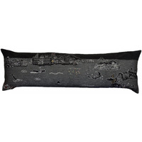 HomeRoots Grey 45  Black Hawaii Nighttime Skyline Lumbar Decorative Pillow