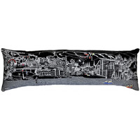 HomeRoots Grey 45  BlackVail Nighttime Skyline Lumbar Decorative Pillow