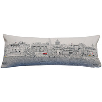 HomeRoots Cream 35  White Washington DC Daylight Skyline Lumbar Decorative Pillow