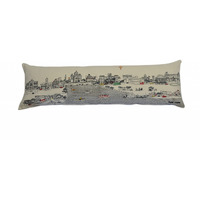 HomeRoots Cream 45  White Rome Daylight Skyline Lumbar Decorative Pillow