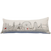 HomeRoots Cream 35  White London Daylight Skyline Lumbar Decorative Pillow