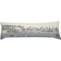 HomeRoots Cream 45  White Philadelphia Daylight Skyline Lumbar Decorative Pillow