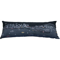 HomeRoots Grey 45  Black Sydney Nighttime Skyline Lumbar Decorative Pillow