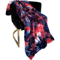 Plutus Brands Blue Red White Fureal Faux Fur Luxury Throw Blanket