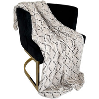 Plutus Brands Brown Beige Diamond Faux Fur Luxury Throw Blanket