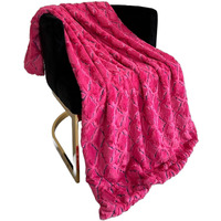 Plutus Brands Fuchsia Purple Diamond Faux Fur Luxury Throw Blanket